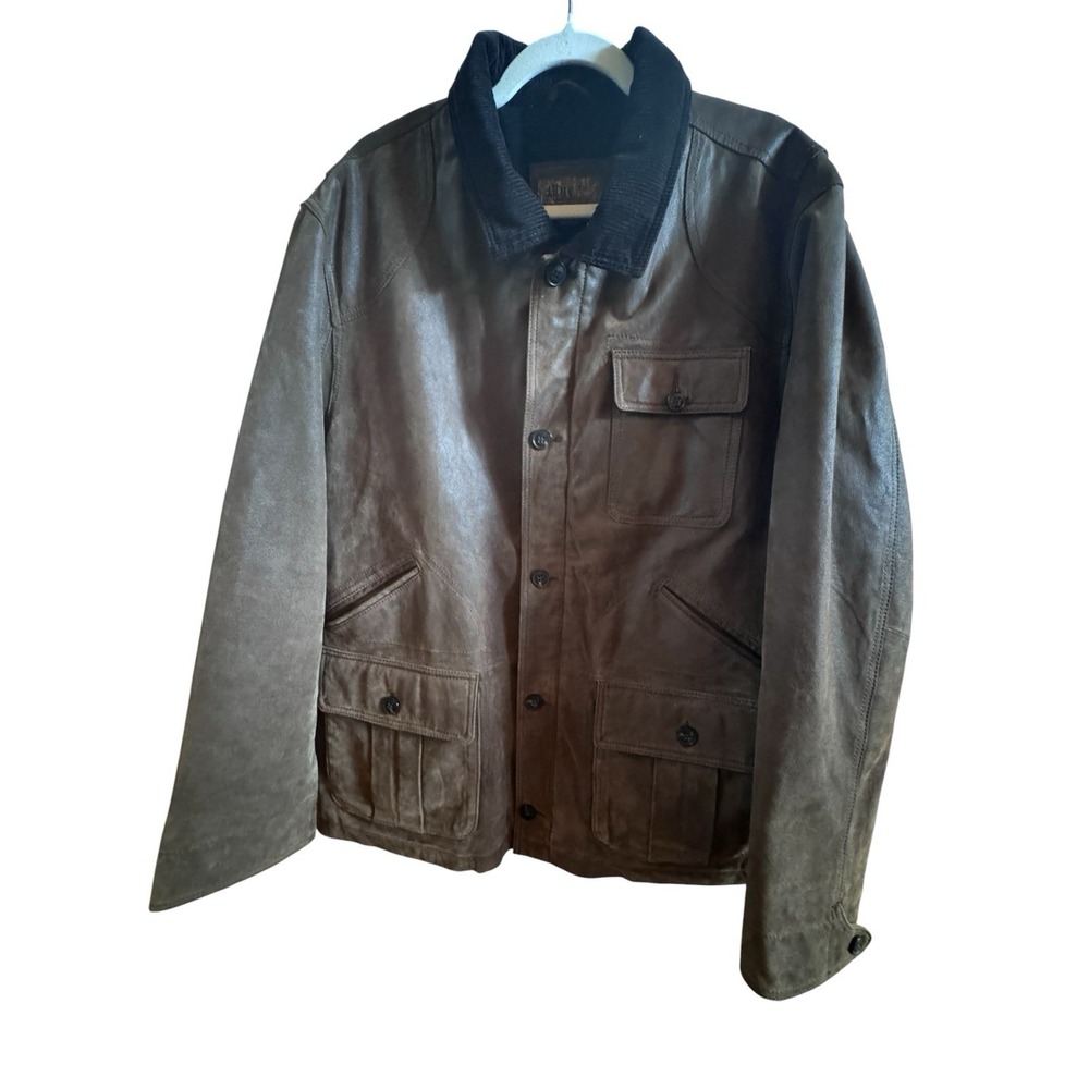 Blue Pronto Uomo Brown Suede Leather Men's XL Barn Style Jacket Pockets Full Zip